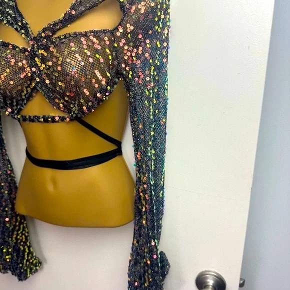Dolls Kill Sequin Mesh Crop Top - Multicolor - Picture 10 of 15